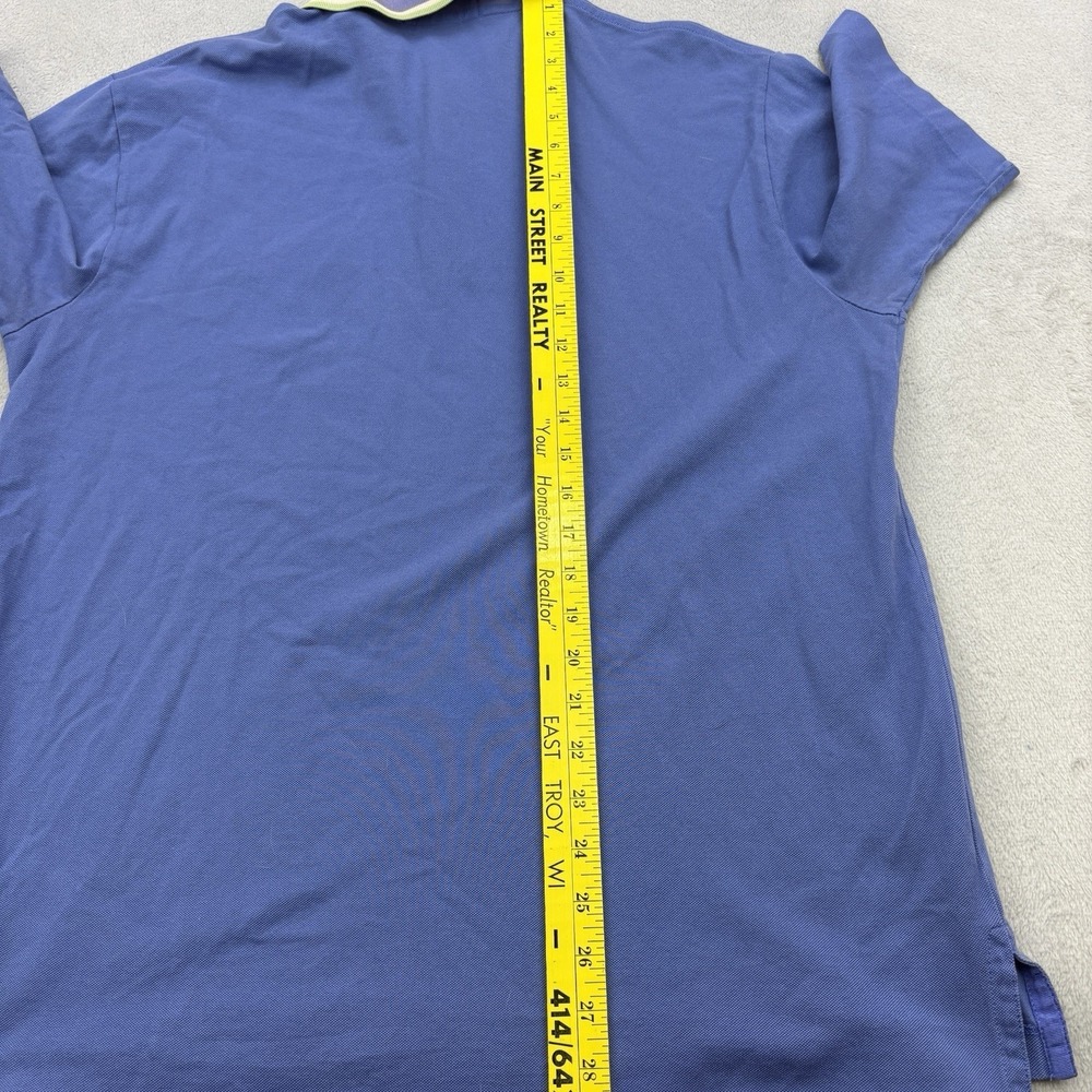 Vintage Polo Ralph Lauren Polo Mens Medium Blue Golf Fit Pony Striped Collar - Picture 8 of 9